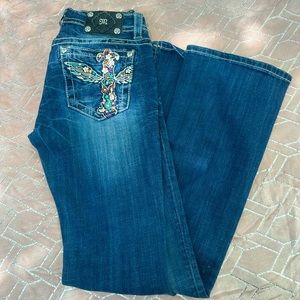 MissMe Women’s Bootcut Jeans with embroidery sz 29- excellent condition